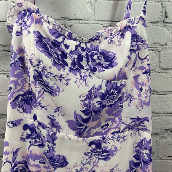 Aqua Lightweight Smocked Back Dress Tie Shoulders Floral XL Fits Like L NWT - Picture 6 of 10